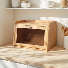 2/3 Tiers Bread Bamboo Storage Cabinet for Kitchen Countertop with Acrylic Door
