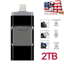 2TB OTG USB Flash Drive Memory Stick Photo Storage Pen For iPhone iPad Android