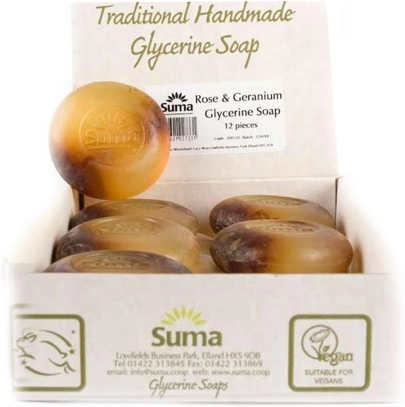 SUMA Rose & Geranium Glycerine Soap 90g (PACK OF 12)