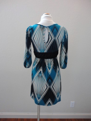 Boho Urban Hipster CHIC Balloon Sleeve S Empire Waist Abstract Versatile Dress - Picture 6 of 8
