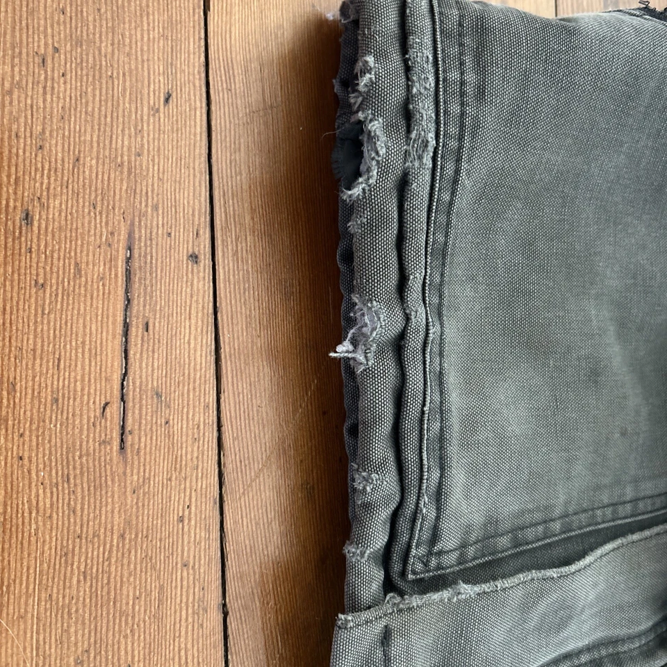 复古 Carhartt 绗缝艺术夹克黑色男式 L Perfect Fade Distressed — 第 4/4 张图片