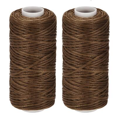 Leder Nähgarne 55 Yards 150D/1mm Polyester Gewachste Kordel (Kaffee, 2 Stück)