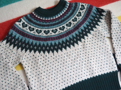 80s invertere インバーティア ブルゾン 千鳥柄 wool ウール VTG 70s 80s WOOLRICH Fair Isle Beige Green Wool Pullover Sweater