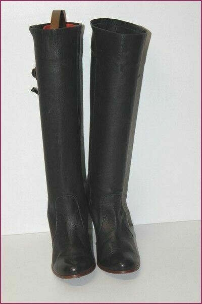 Bottines à Talons ZARA - Cuir Souple Noir - Taille 37 - Occasion En Très Bon état