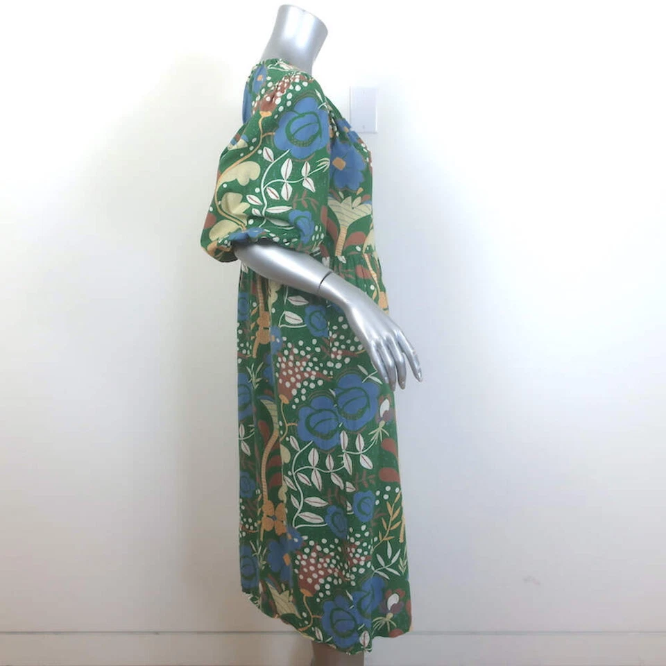 Vestido midi de terciopelo de Graham & Spencer verde estampado floral algodón talla mediana Foto 4 de 4