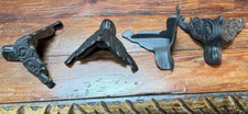 Ornate Antique-Brown Set of 4 Cast Iron Salvage Wood/Coal Stove Sofa Legs Feet