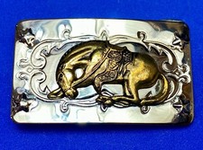 End Of The Trail Horse - Head Down Vintage Reflective Two Tone Belt Buckle
