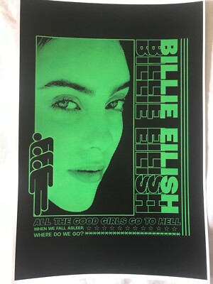 Rare BILLIE EILISH All the GOOD GIRLS Go to HELL Green BLOHSH Art