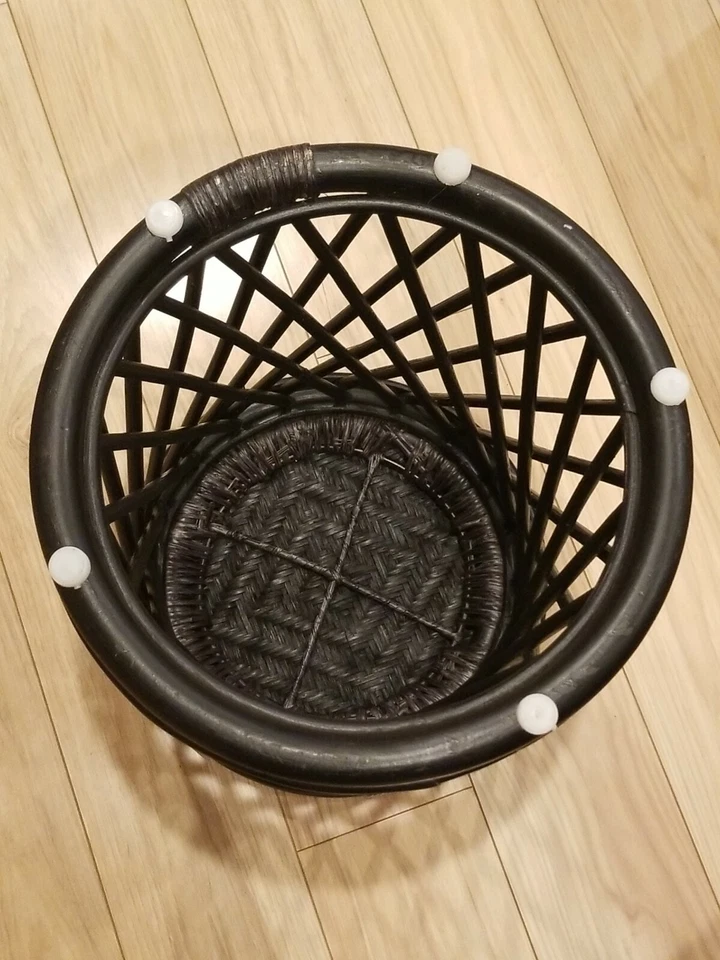 Handmade Black Rattan Wicker Stool - Image 3 of 4