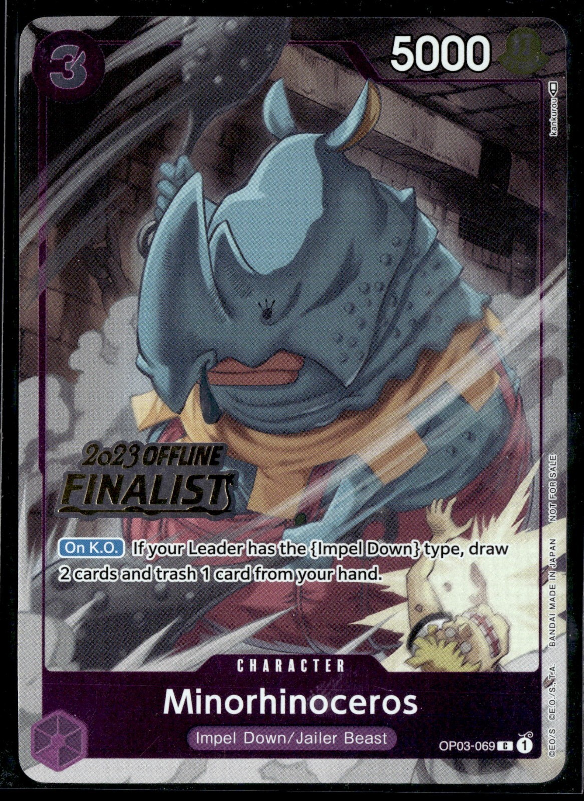 Minorhinoceros OP03-069 2023 Offline Finalist Promo English One Piece Card (LP)