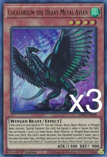 3X Yugioh Cocatorium the Heavy Metal Avian GFP2-EN038 Ultra Rare 1st Edition NM