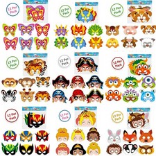 12 x Card Masks - Party Loot Bag Filler Fancy Dress Cardboard -14 Design Choices
