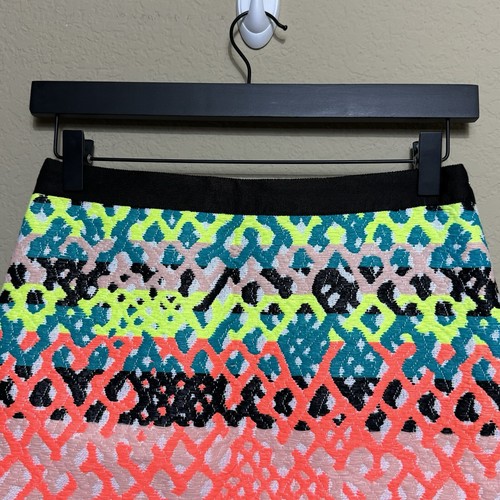 NEW Girl's Milly Minis Neon Multicolor Jacquard Mini Skirt Size 14 Party Aztec - Picture 4 of 12