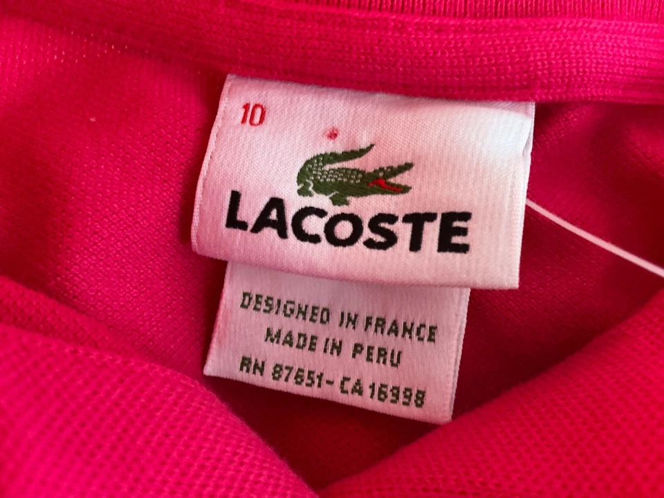 Lacoste поло длинным рукавом рубашка девочек с воротником поло AMELIE розовый размер 10 новый с Ярлыками - Изображение 3 из 4