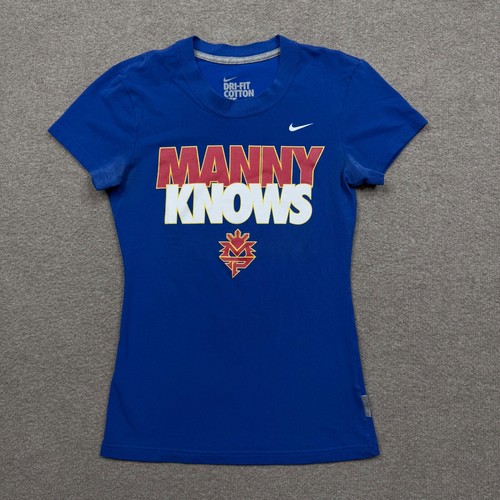 Nike Manny Pacquiao Womens Shirt Extra Small Blue Manny Knows Logo Short Sleeve