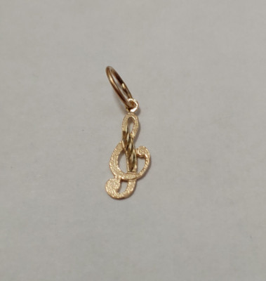  New 14k Yellow Gold Musical Note #2 Charm Pendant 