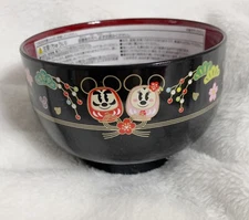 Tokyo Disneyland, Mickey and Minnie Daruma Good Luck Small Melamine Bowl, 2015