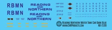 N Scale - Reading Northern Water Supply Tank Car Dark Blue Decals
