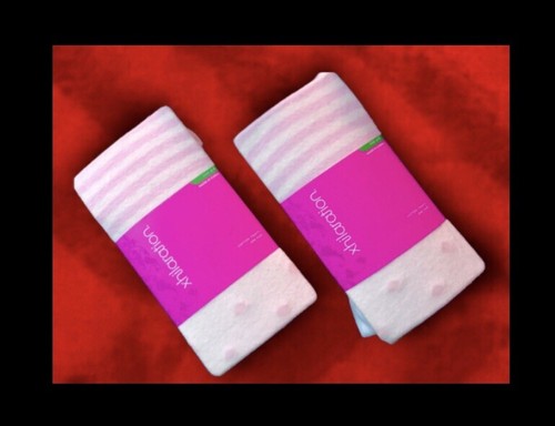 2 Pairs Cotton Knit Tights Girl's Size 4-6,Cotton Candy & Cream,Dots/stripes - Picture 9 of 12