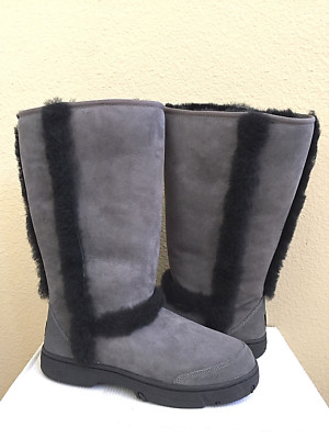 UGG SUNBURST ULTRA TALL GREY/BLACK SHEARLING LEATHER points de vente BOOT US 7 / EU 38 / UK 5.5