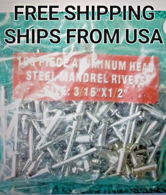 Aluminum Pop Rivet with Steel Mandrels 3/16" x 1/2"  USA Shipper 100 Pieces New