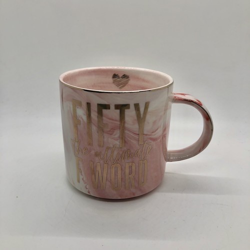 50th Birthday Milestone Fifty The Ultimate F Word Pink Ceramic Coffee Mug 12oz - Picture 2 of 9