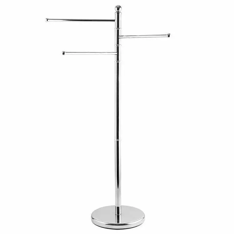 Freestanding Metal Bathroom Towel Kitchen Towel Rack Stand w 3