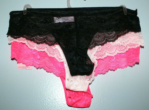 JUICY COUTURE INTIMATES LACE CHEEKIE UNDERWEAR THONGS PANTIES 3 PK WOMEN MEDIUM - Picture 2 of 6