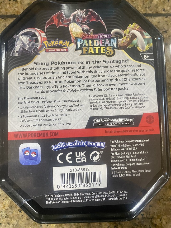 Pokemon Trading Card Game Scarlet & Violet 4.5 Paldean Fates TinIron