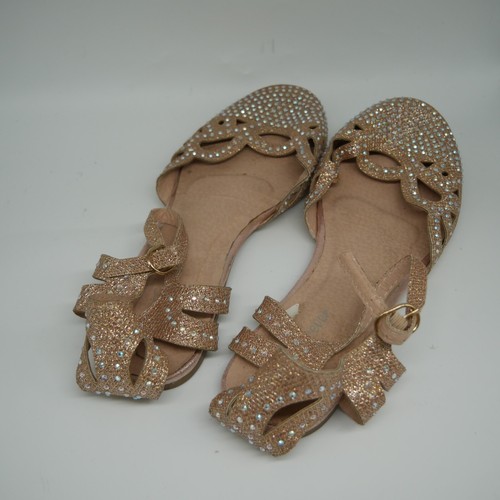 Forever glitzernde goldene Damen-Sandalen – Größe 10 – glänzender Stil