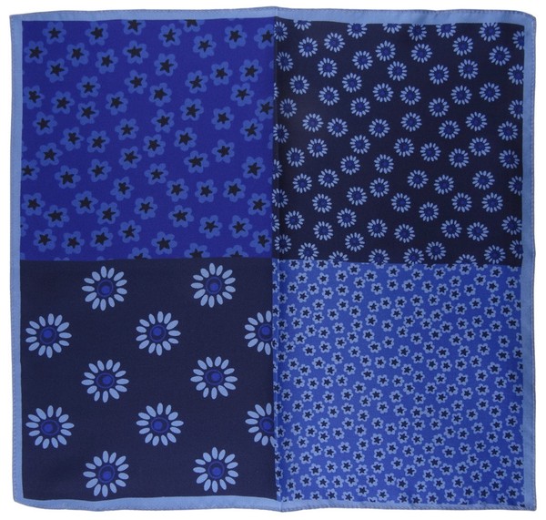 Tigertie Multi Seideneinstecktuch In Blau Dunkelblau Marine GeblüMt - 100% Seide-image