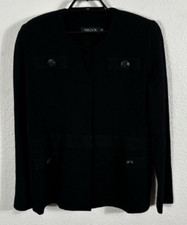 Misook Blazer Womens XL Black Textured Long Sleeve Acrylic Blend Buttons