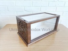 Handcarved Orthodox Reliquary Box Wood Ark White Velvet 17.71"