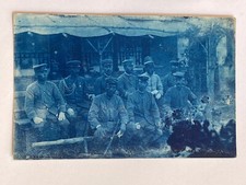 Old Cyantype Real Photo of Japanese Soldiers Vintage Postcard