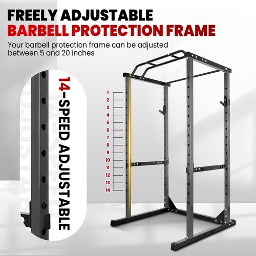 Adjustable Squat Rack Pull Up Bar Power Rack Stand Cage Weight Lifting 1200lbs - Picture 7 of 8