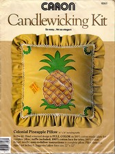 1983 Caron Candlewicking Kit  6006 "Colonial Pineapple Pillow" 14"x14" w/Ruffle
