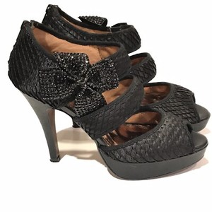 black satin pumps with rhinestones