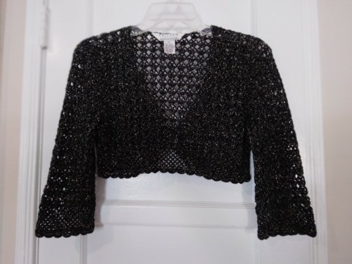 Bolero Shrug Black \u0026 Gold Knitted Size 
