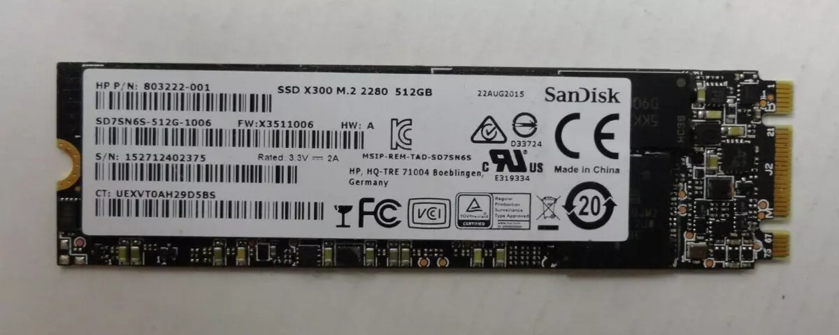 SanDisk HP X300 512GB M.2 2280 SSD SD7SN6S 512G 1006 803222