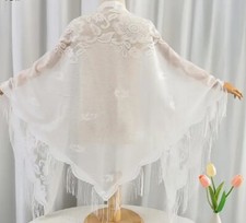NEW Monochrome Flower Lace Triangle Shawl. Thin And Breathable Lovely 