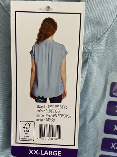 Nine West Women's Lightweight Relaxed Fit Woven Popover V-Neck Top Size XXL - Bild 2 von 5