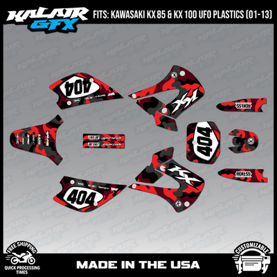 Graphics Kit for Kawasaki KX85 KX100 UFO Restyle 2001-2013