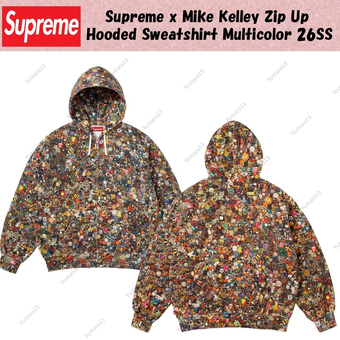 Supreme x Mike Kelley Zip Up Hooded Sweatshirt Multicolor 26SS | eBay