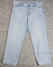 OLD NAVY O.G. Loose High-Rise Straight Leg Jeans Women's 20 40x30 Blue Stretch