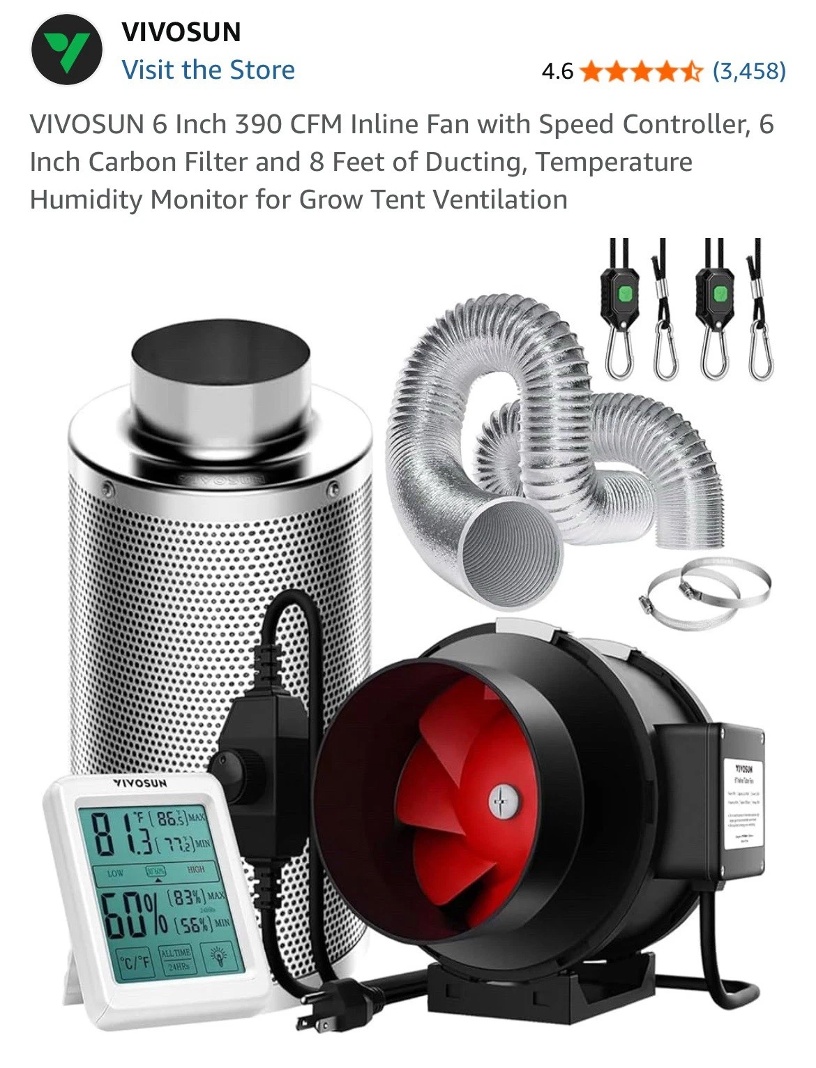 VIVOSUN Inline Fan Kit