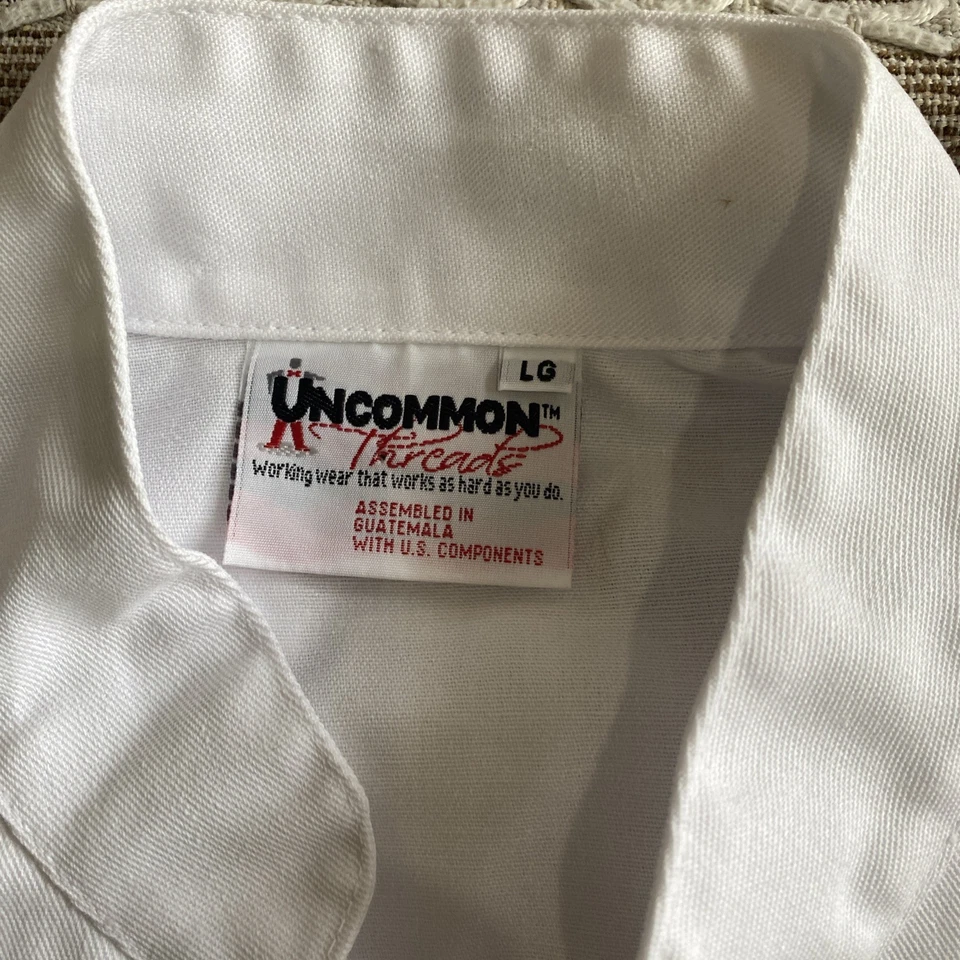 Chef Coat Uncommon Threads Large L White Restaurant Kitchen Uniform Button Up - Image 2 of 4