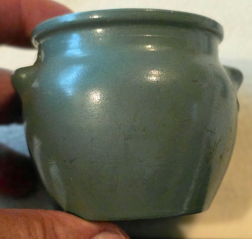 Teal Dutchess Cheese Milk Glass Lidded Pot or Crock, 3 5/16" high