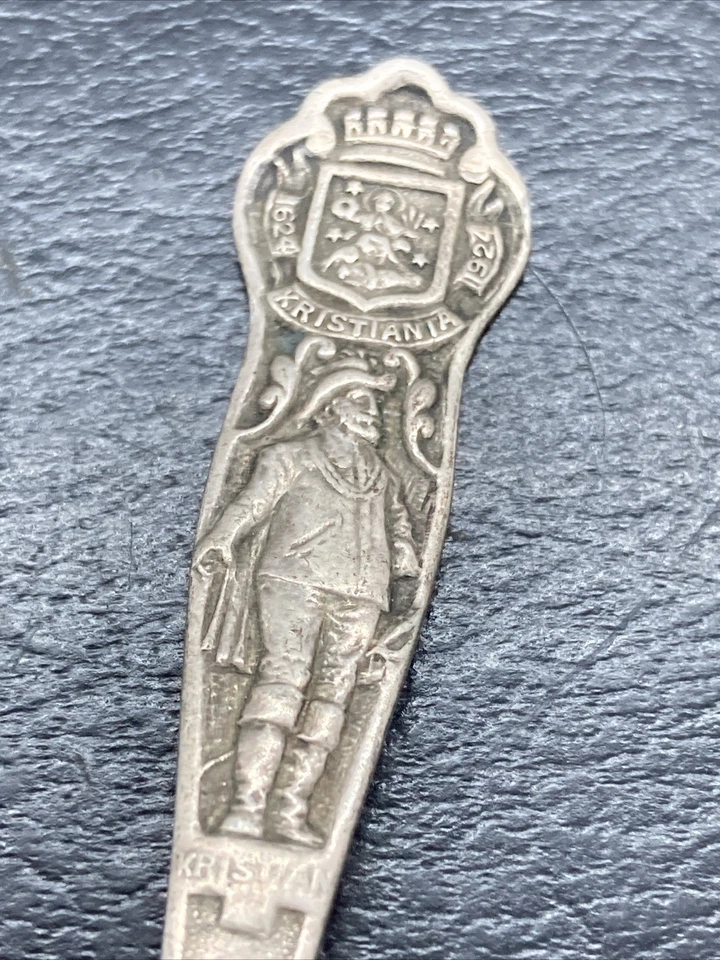 Серебряная норвежская антикварная ложка Kristiania 300 Jubileum AARS 1624–1924 830S - Изображение 2 из 4