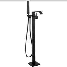 Freestanding Floor Mount 1 Handle Tub Filler with Hand Shower Black