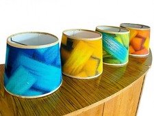 Vintage 1960’s 70’s 4 x Lampshades Light Shades Vibrant Orange Blue Yellow Green